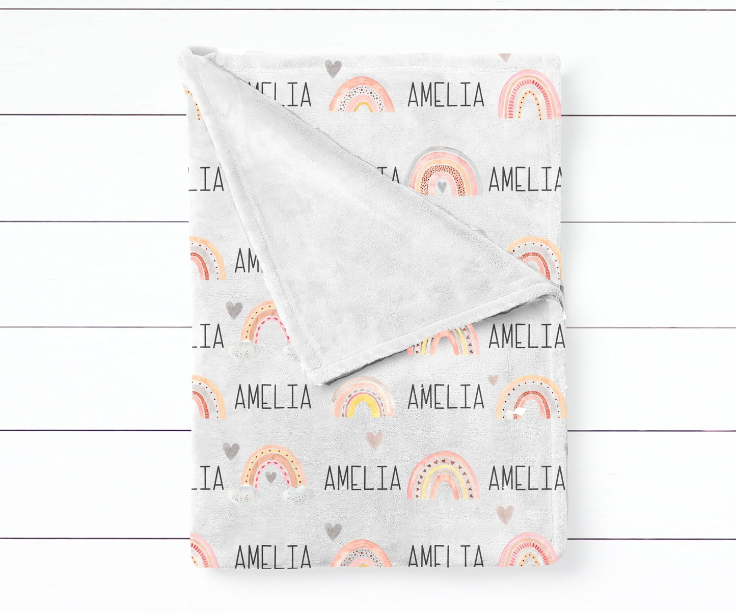 Girl's Personalized Retro Rainbow Swaddle Blanket - Squishy Cheeks