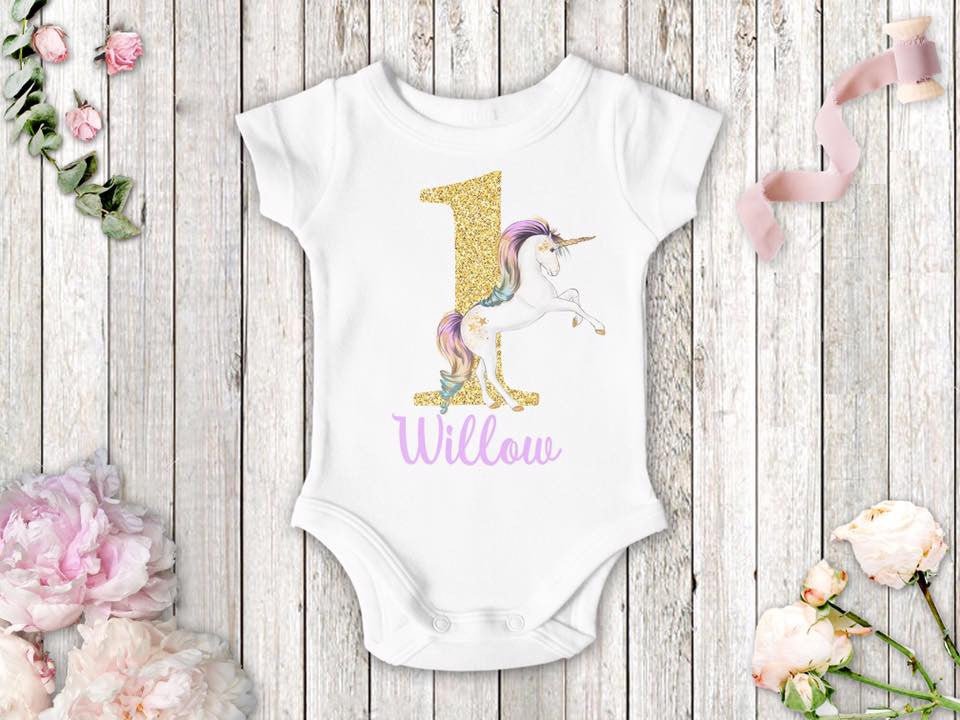 Girl's Personalized Unicorn Birthday Top - Squishy Cheeks