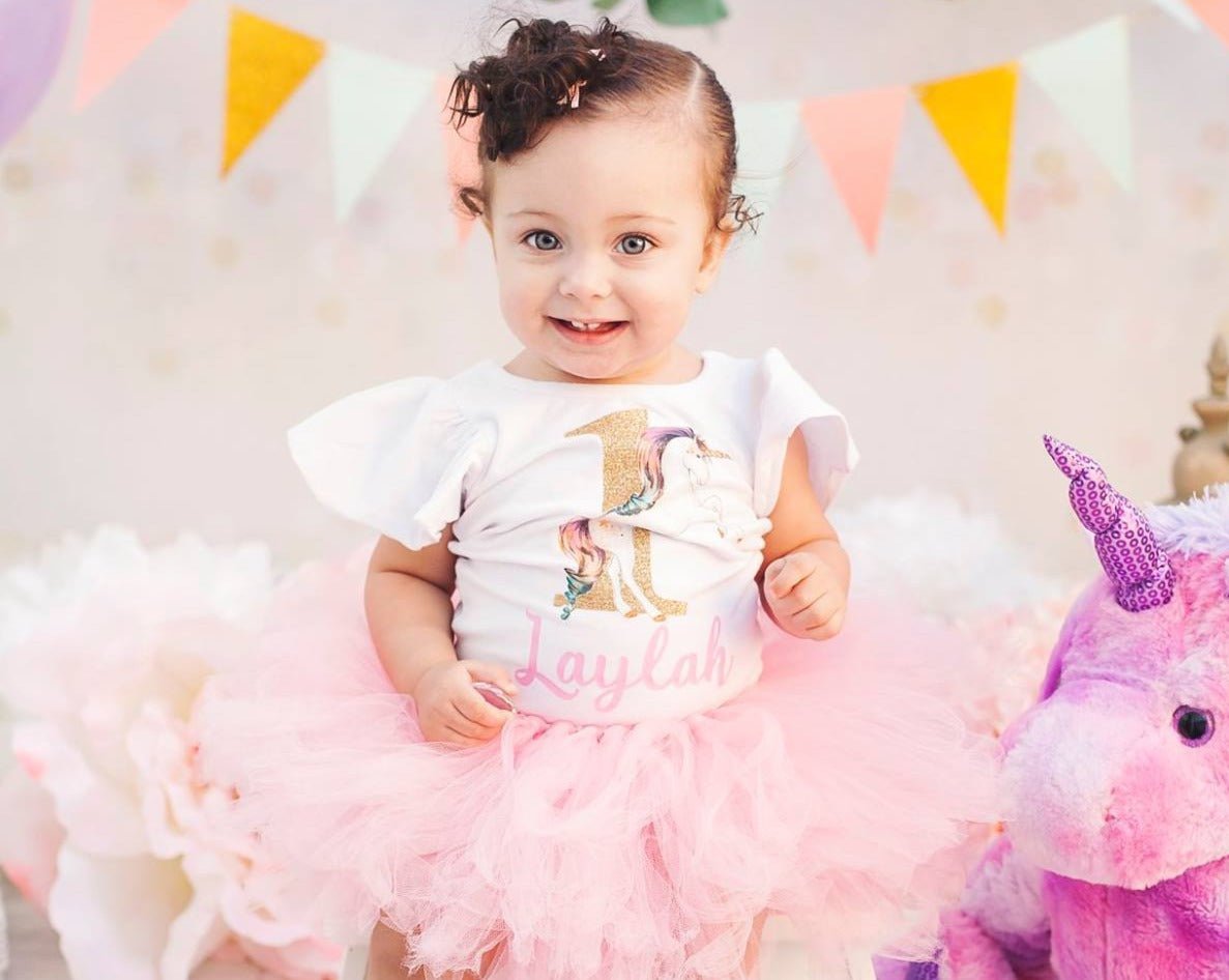 Girl's Personalized Unicorn Birthday Top - Squishy Cheeks