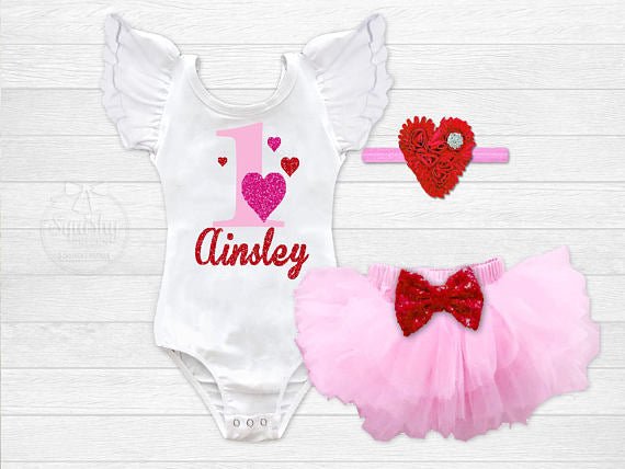 Girl's Personalized Valentine Birthday Outfit - Squishy Cheeks
