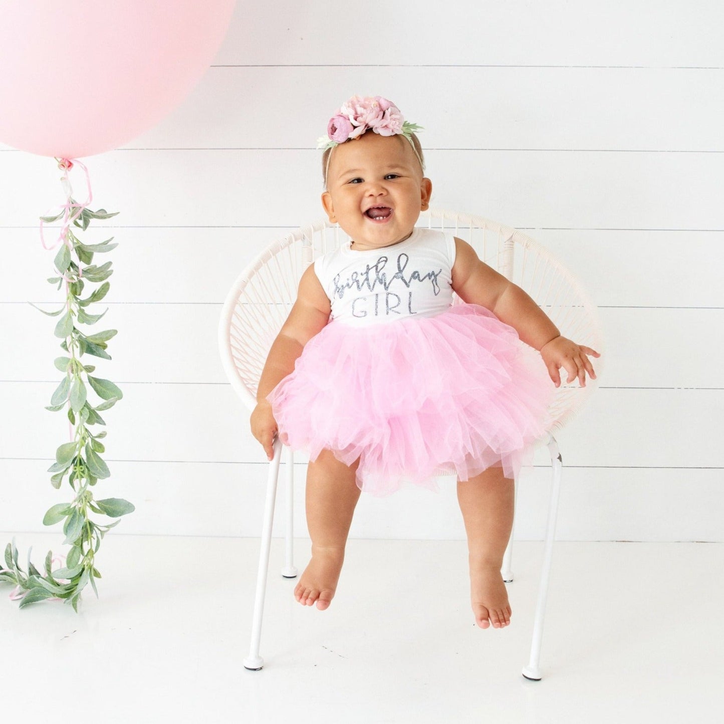 Girl's Pink and Silver Birthday Girl Dress - Squishy Cheeks