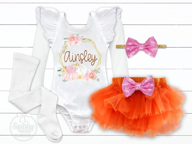 Girl's Pumpkin Patch Fall Outfit - Squishy Cheeks