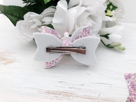 Girl's Rainbow Glitter Hair Bows - Squishy Cheeks
