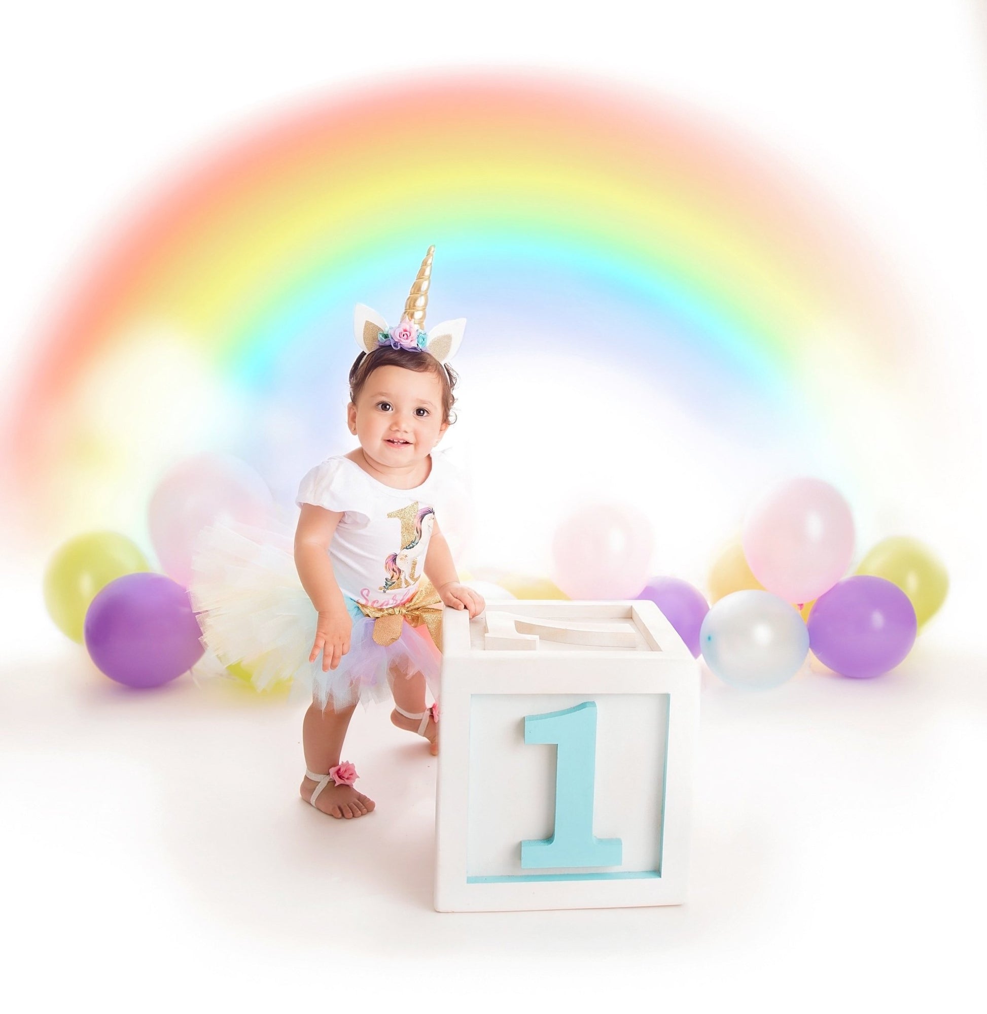 Girl's Rainbow Unicorn Birthday Outfit - Squishy Cheeks