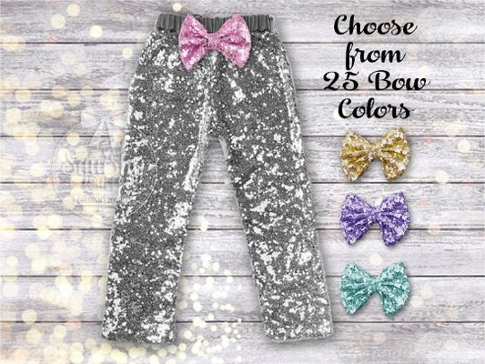 Girl's Silver Sequin Pants - Squishy Cheeks