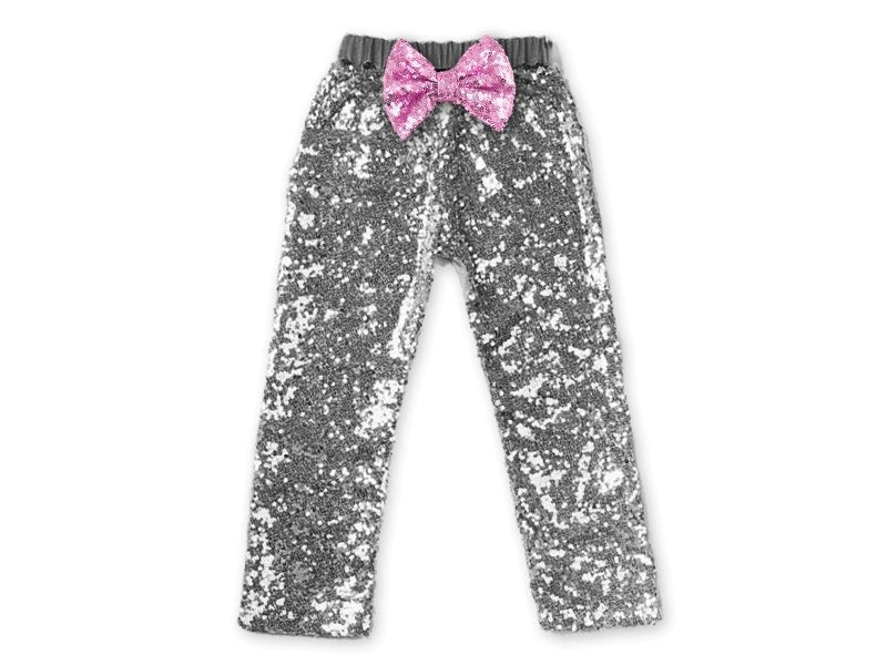 Girl's Silver Sequin Pants - Squishy Cheeks