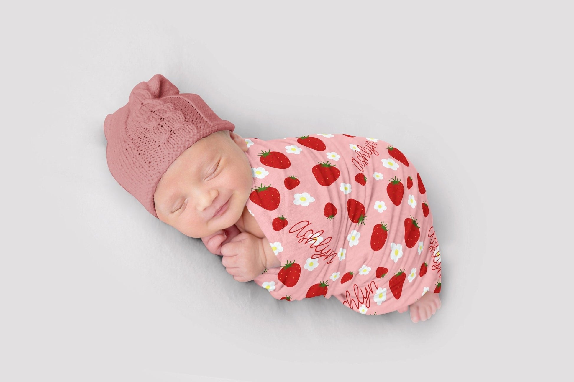 Girls strawberry swaddle nursery strawberry name blanket - Squishy Cheeks