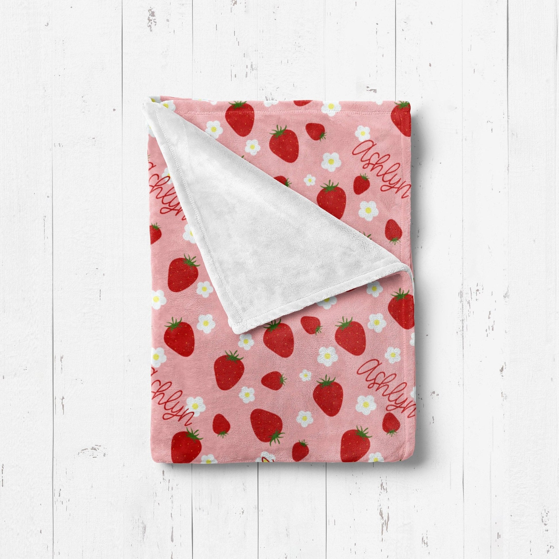 Girls strawberry swaddle nursery strawberry name blanket - Squishy Cheeks