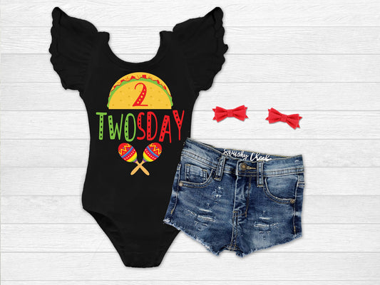 Girl's Taco Twosday Birthday Outfit - Squishy Cheeks