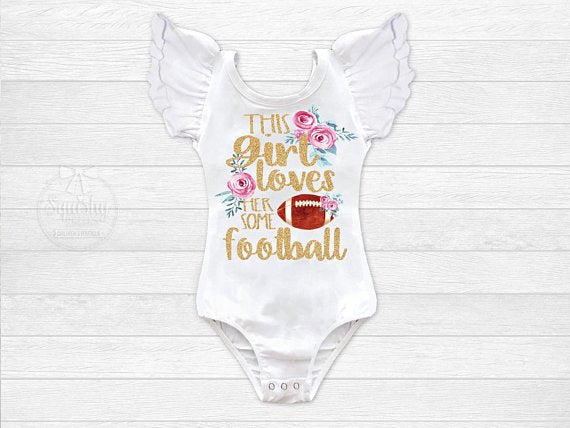 Girl's This Girl Loves Her Some Football Outfit - Squishy Cheeks