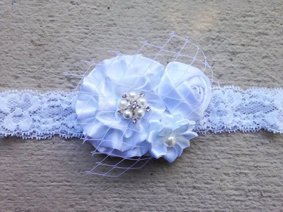 Girl's White Baptism Headband - Squishy Cheeks