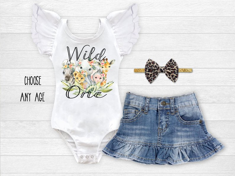 Girl's Wild One Jungle Safari Outfit - Squishy Cheeks