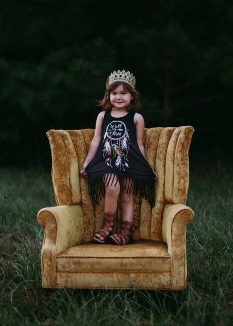 Girl's Wild & Three Boho Birthday Fringe Dress 0-6m Girl's Wild & Three Boho Birthday Fringe Dress 0-6m