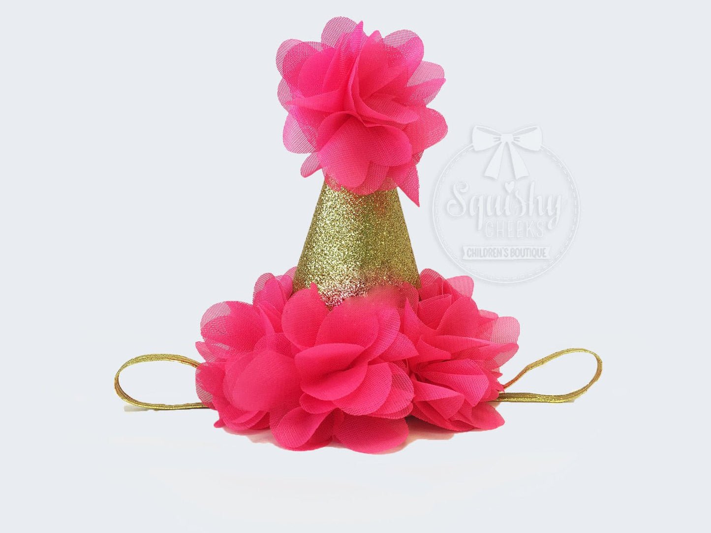 Gold Birthday Hats - Pink, Lavender, Hot Pink - Squishy Cheeks
