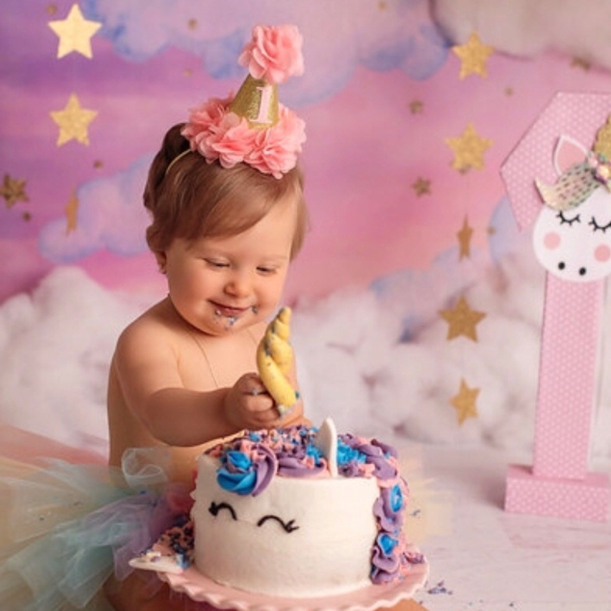 Gold Birthday Hats - Pink, Lavender, Hot Pink - Squishy Cheeks