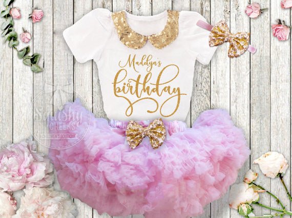 Gold Sequin Collar Birthday Shirt - Squishy Cheeks
