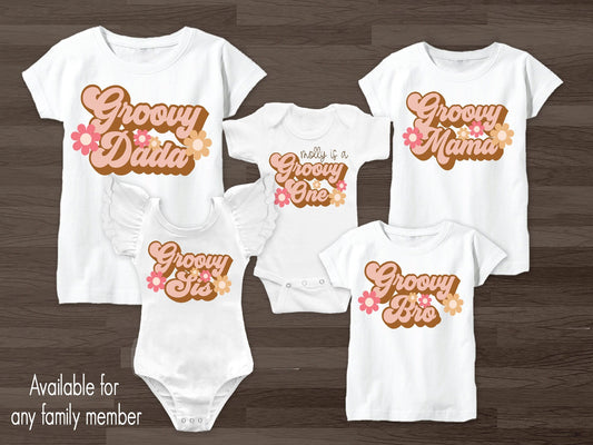 Groovy Family Shirts Groovy One Birthday Groovy Mom Groovy Dad Groovy Bro Groovy Sis Shirts - Squishy Cheeks