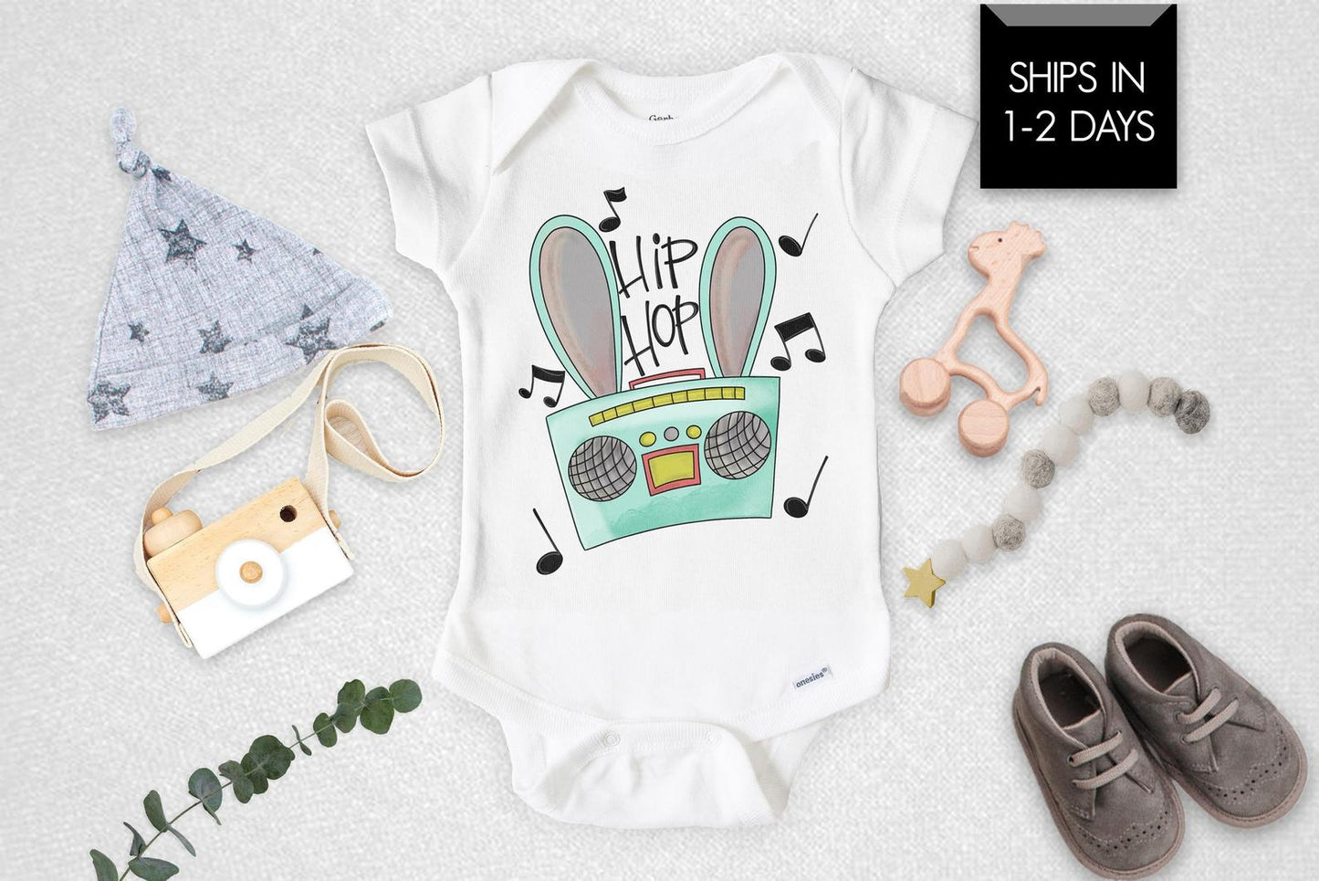 Hip Hop Funny Easter Baby Onesie® - Squishy Cheeks