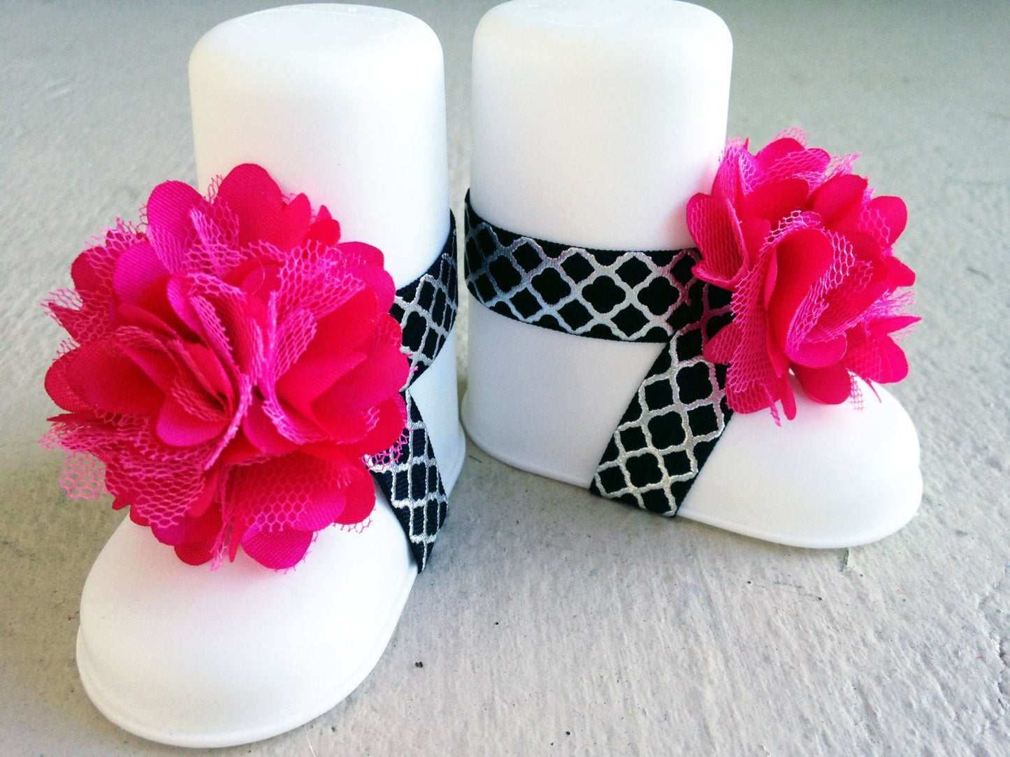 Hot Pink, Black and Metallic Quatrefoil Piggy Petals - Squishy Cheeks