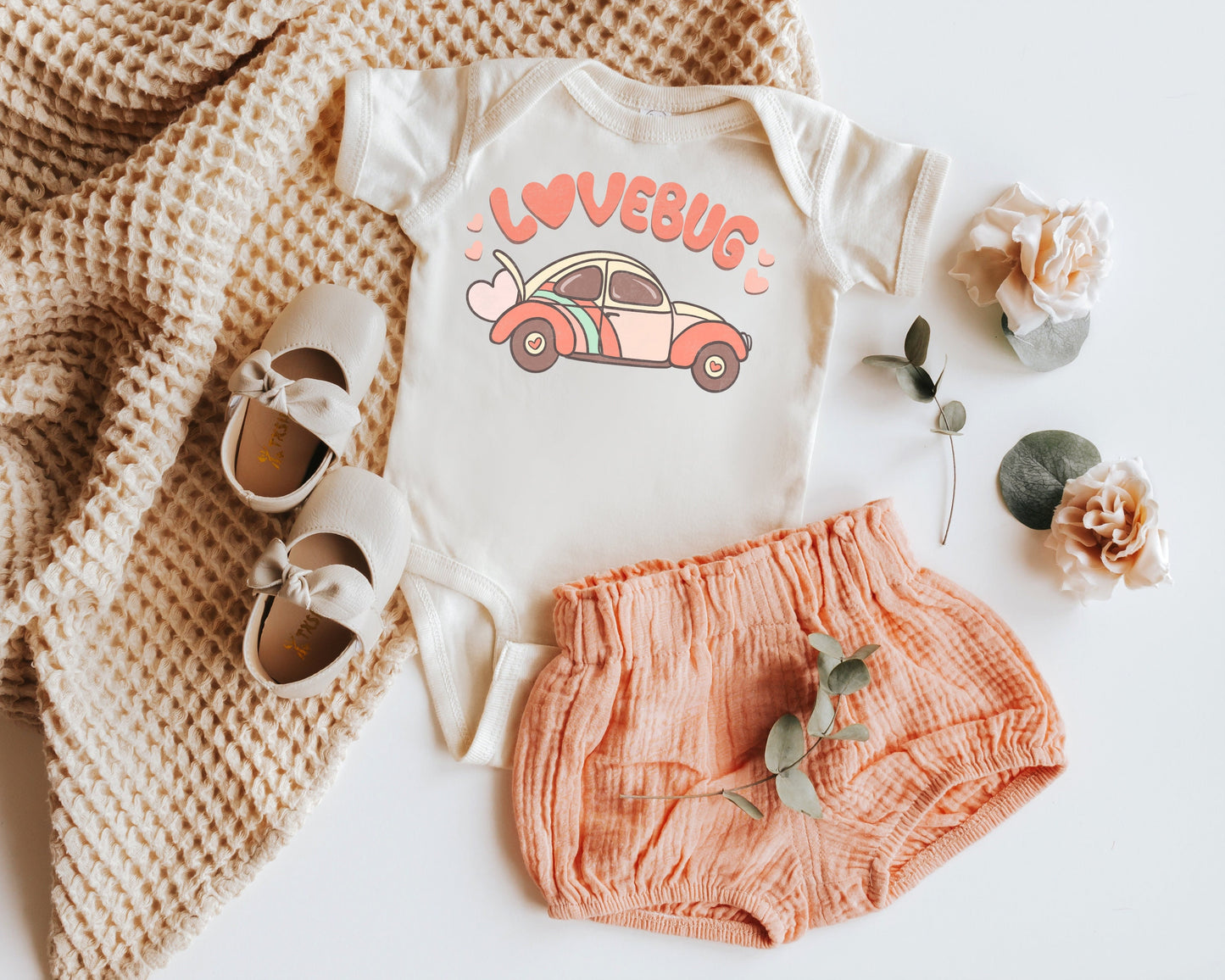 Baby Girl Valentine Onesie® Lovebug Romper Toddler Sweatsuit