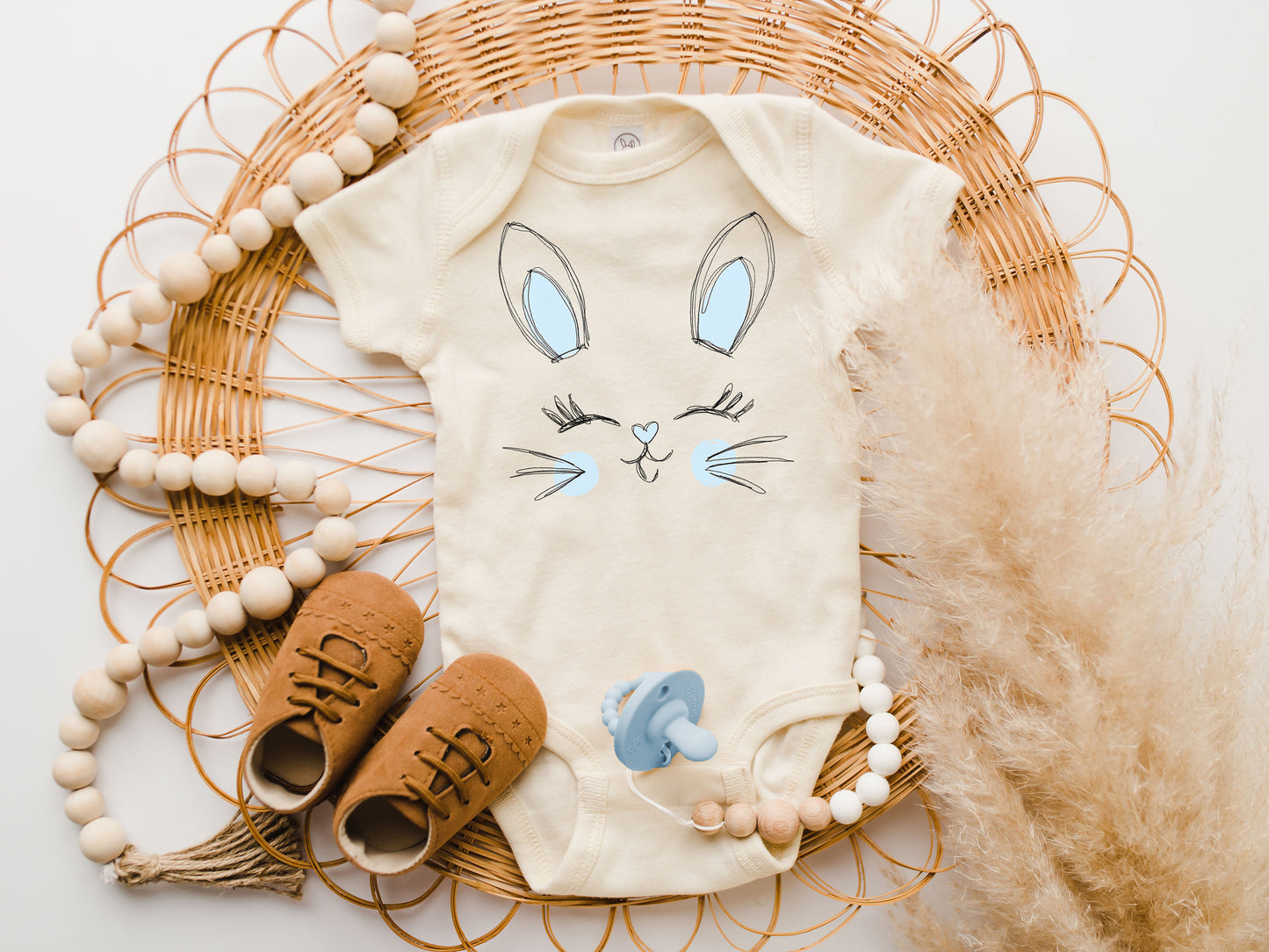 Baby Easter Romper Bunny Face Onesie® Toddler Easter Shirt Boy or Girl