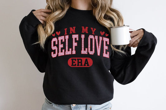 In My Self Love Era Valentine Shirt for Her Self Love Womans Retro Varsity Valentine's Day Sweatshirt - Squishy Cheeks