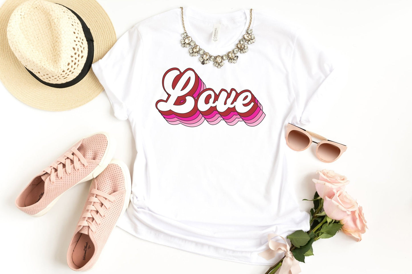 Love Valentine Shirt for Her Womans Retro Love Shirt - Squishy Cheeks