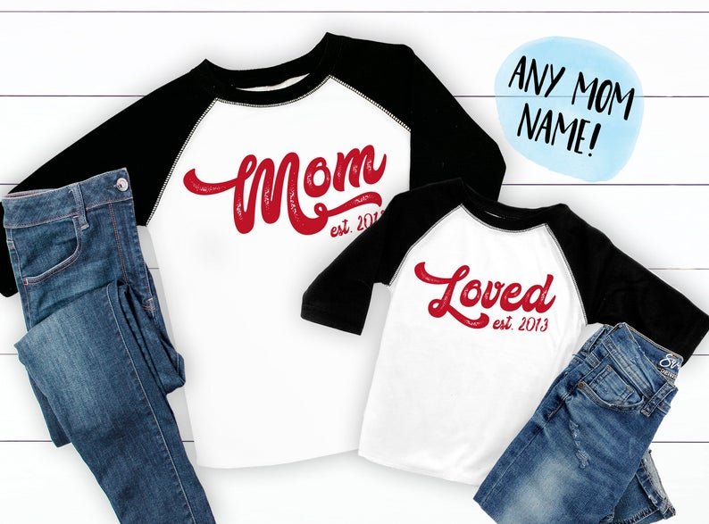 Loved Mama Valentine Mother's Day Matching Raglan Top - Squishy Cheeks