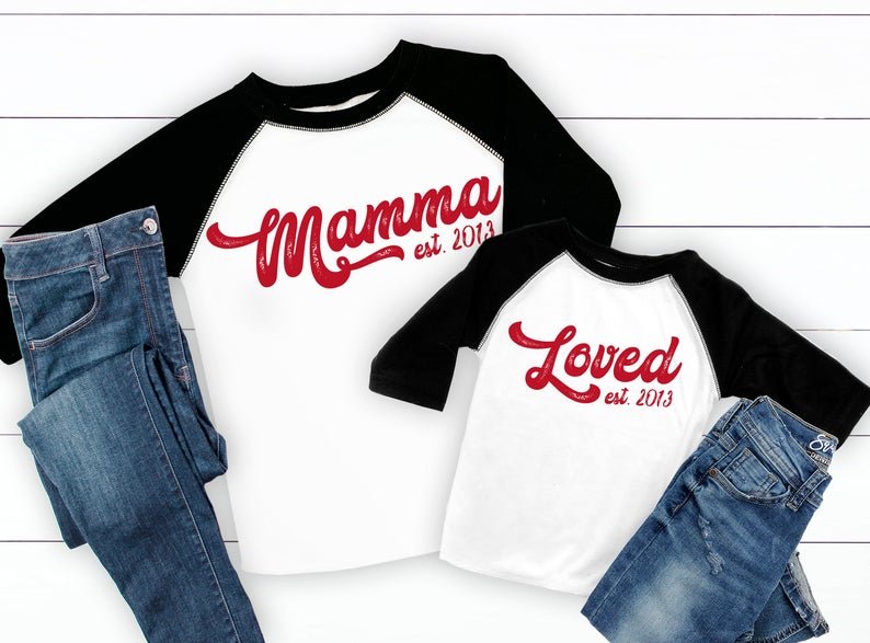 Loved Mama Valentine Mother's Day Matching Raglan Top - Squishy Cheeks