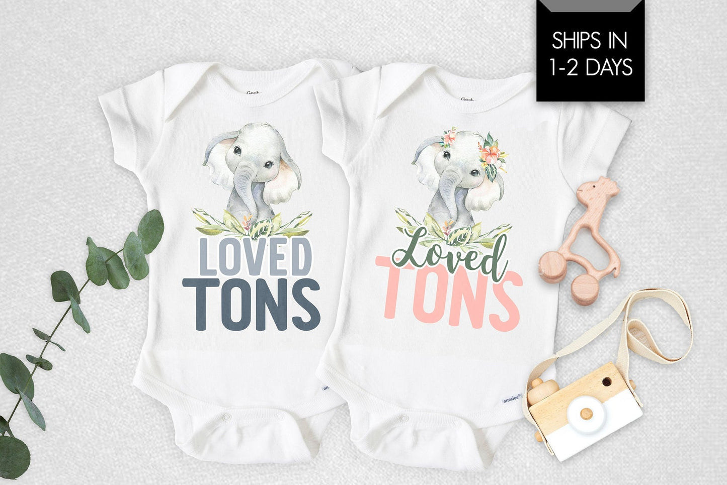 Loved Tons Elephant Newborn Baby Onesie® - Squishy Cheeks