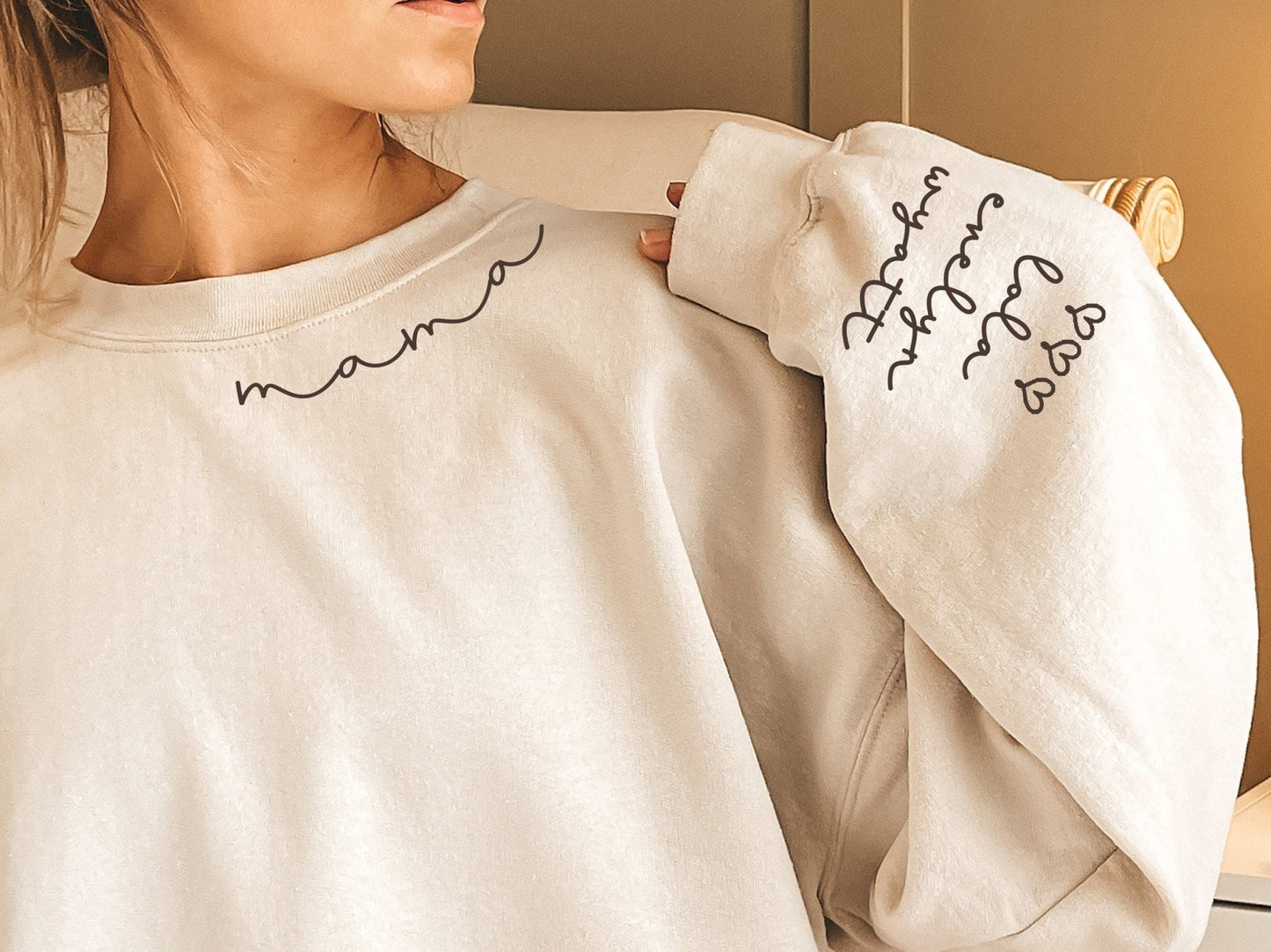 Mama Sweatshirt with Names on Sleeve - Squishy Cheeks