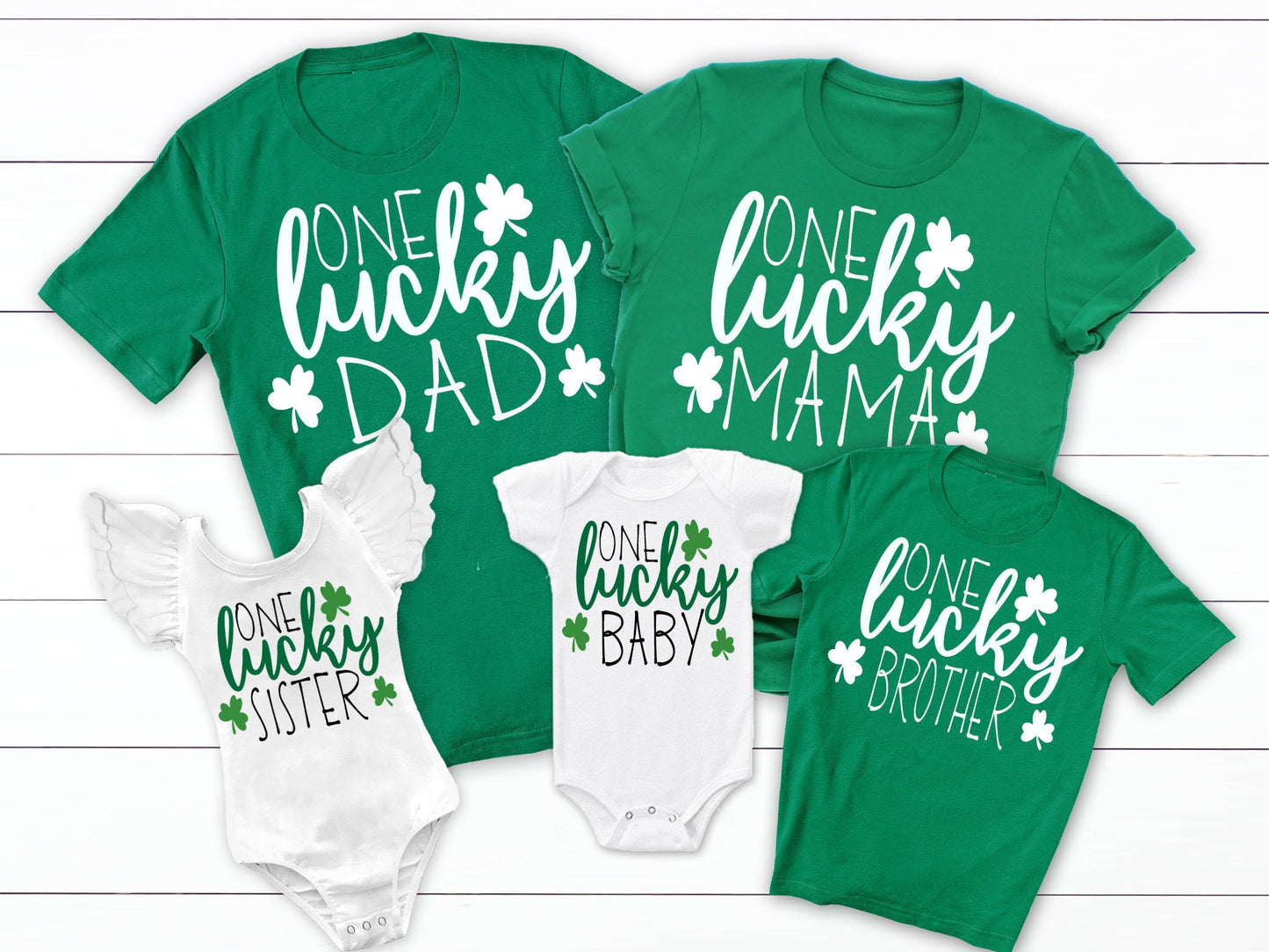 Matching Family St Patricks Day Shirts Custom Pregnancy Announcement One Lucky Mom Dad Baby Sister Brother St Paddys Day Shirts - Squishy Cheeks