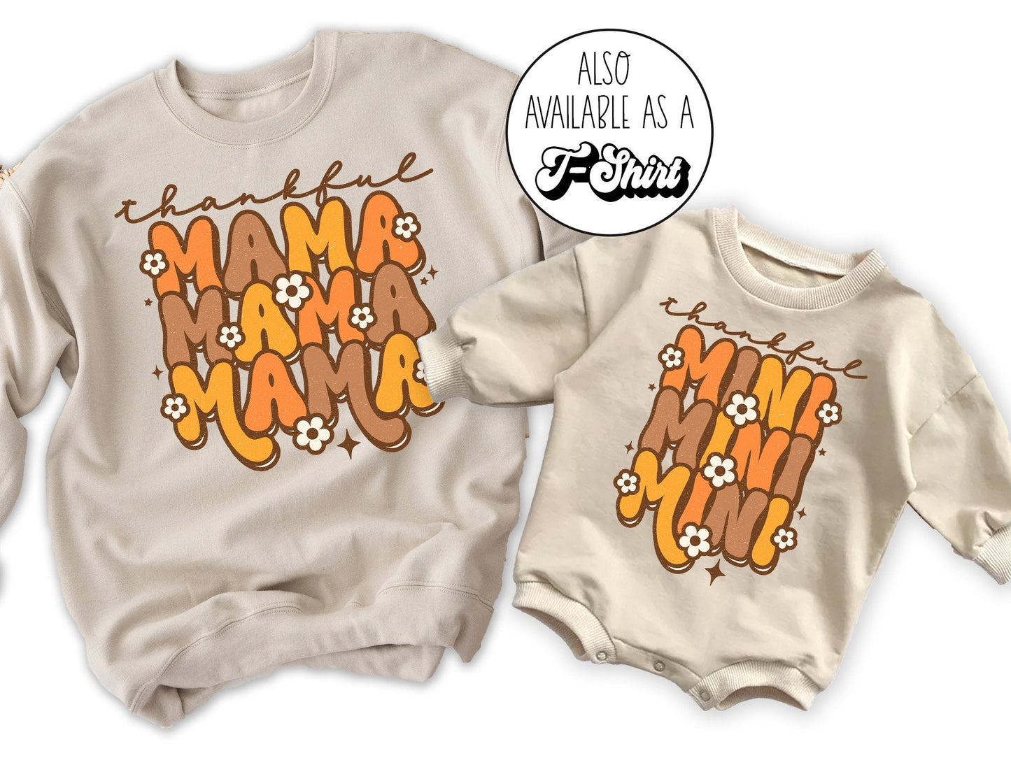 Matching Mom Kids Thankful MAMA Shirt - Squishy Cheeks