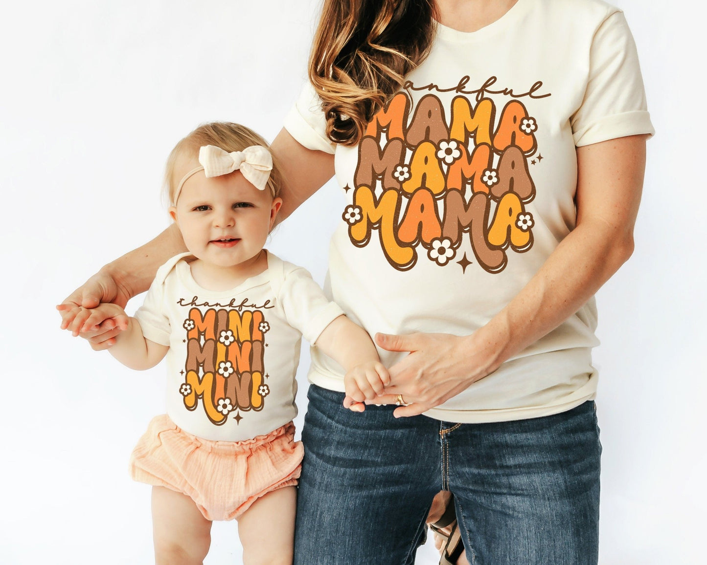 Matching Mom Kids Thankful MAMA Shirt - Squishy Cheeks