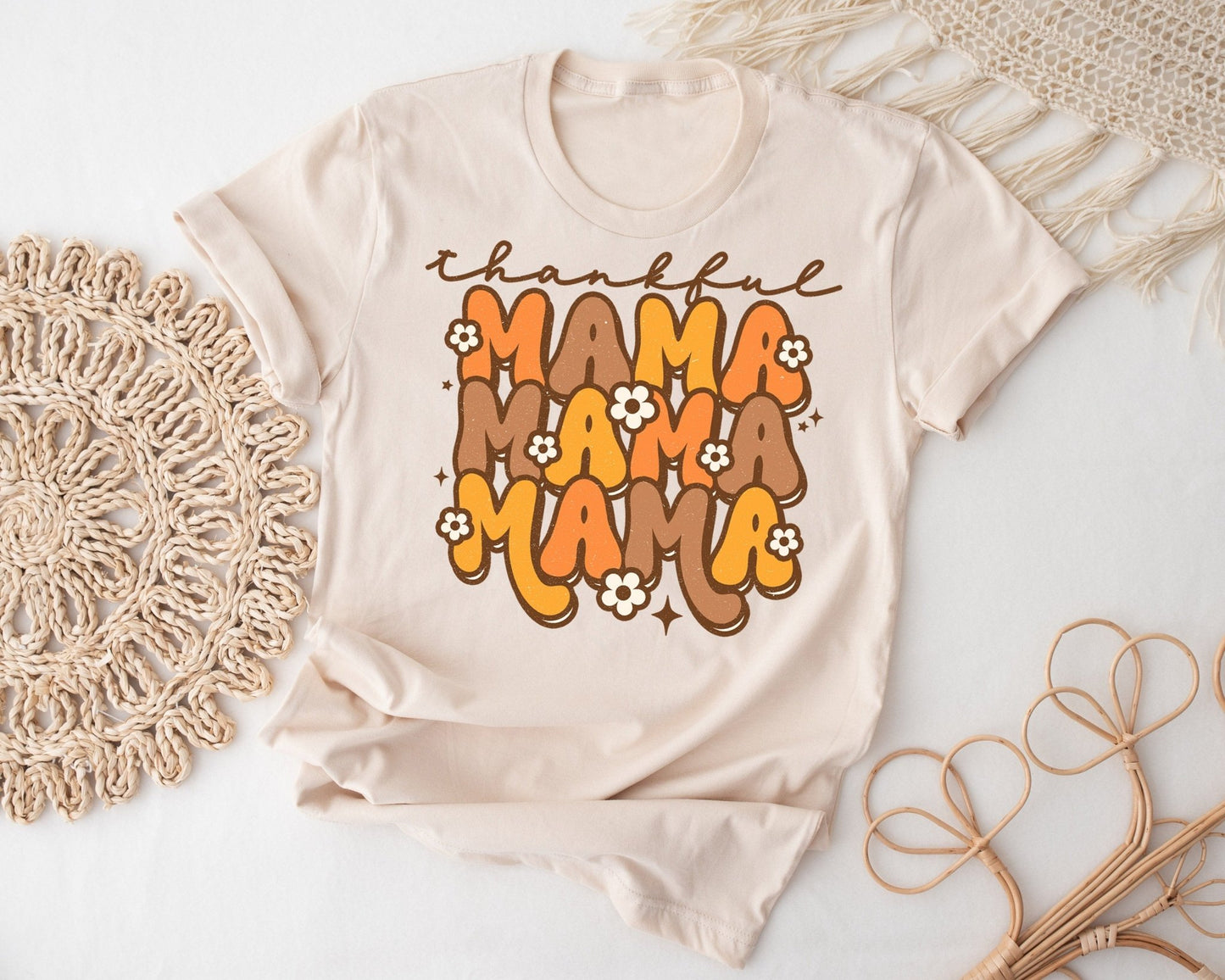 Matching Mom Kids Thankful MAMA Shirt - Squishy Cheeks