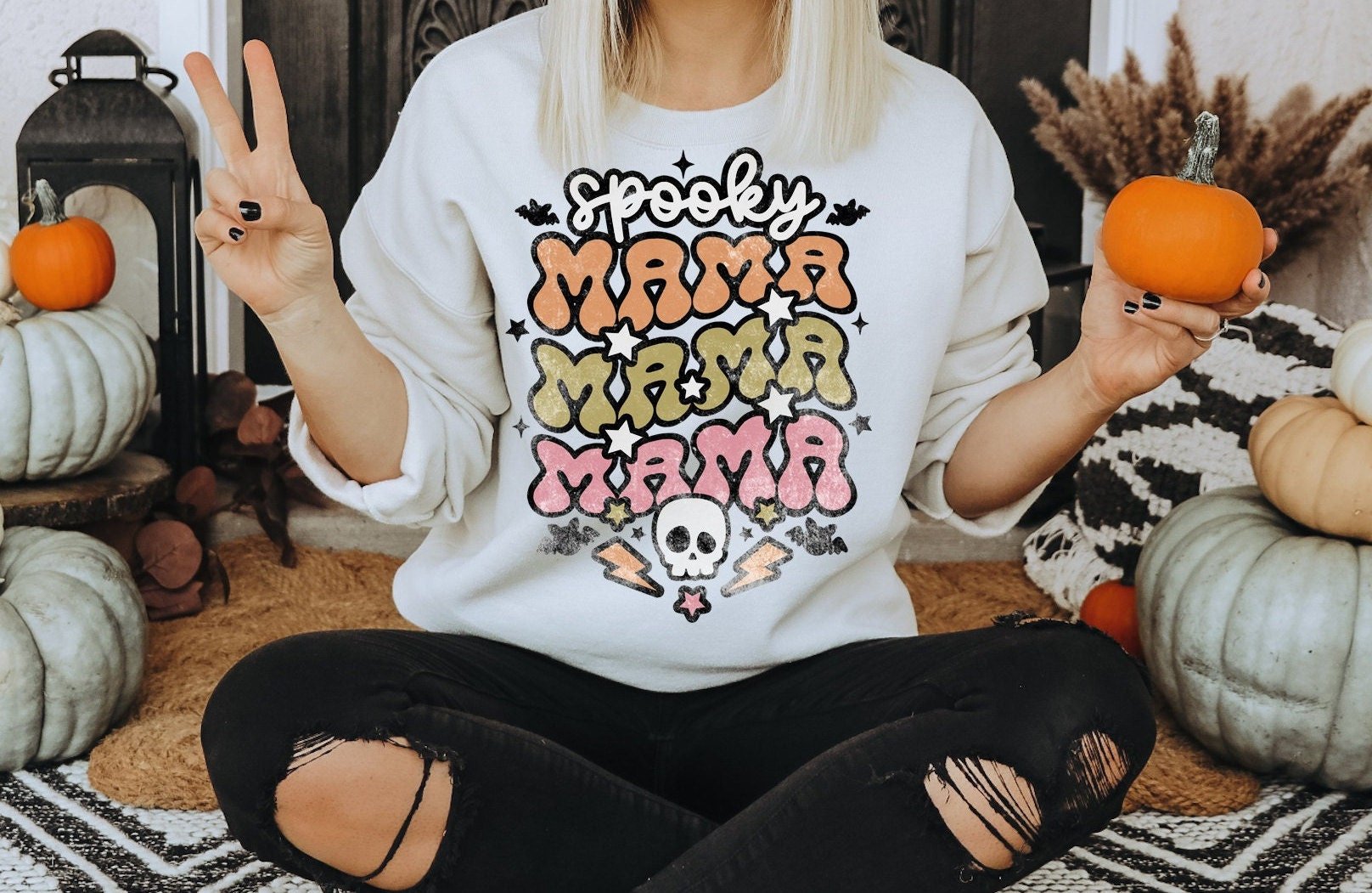 Matching Spooky Mama Spooky Mini Retro Halloween Sweatshirts - Squishy Cheeks