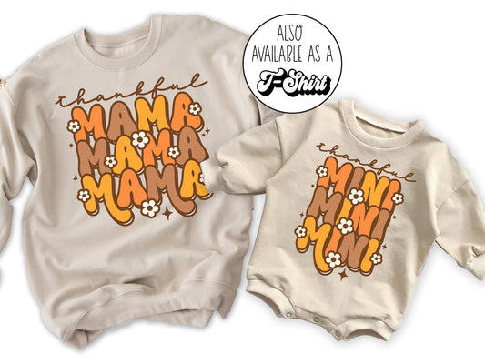 Matching Thankful Mommy and Me Thanksgiving Sweatshirts - Squishy Cheeks