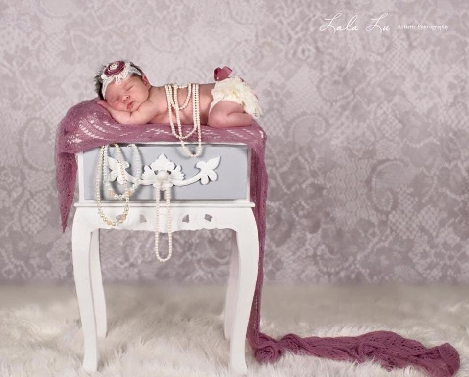 Mauve Vintage Lace Baby Bloomers and Headband, Lace and Pearl Rustic Headband and Bloomers, Elegant Baby Outfit, Newborn Photo Props - Squishy Cheeks