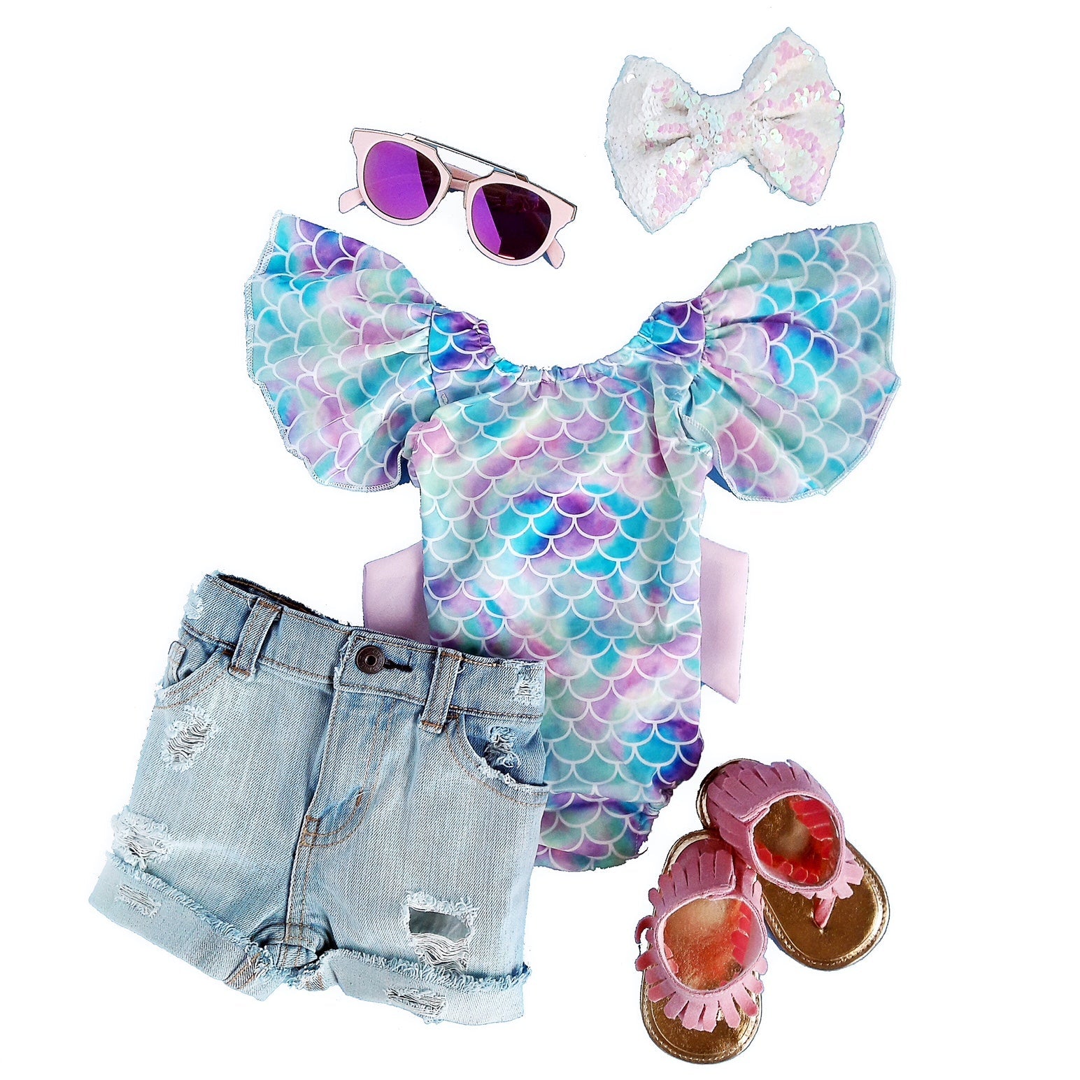 Mermaid Flutter Sleeve Swimsuit - Squishy Cheeks