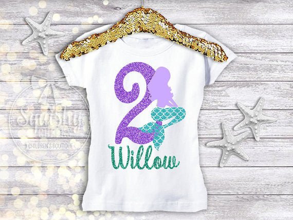 Mermaid Lady Birthday Shirt - Any Age - Squishy Cheeks