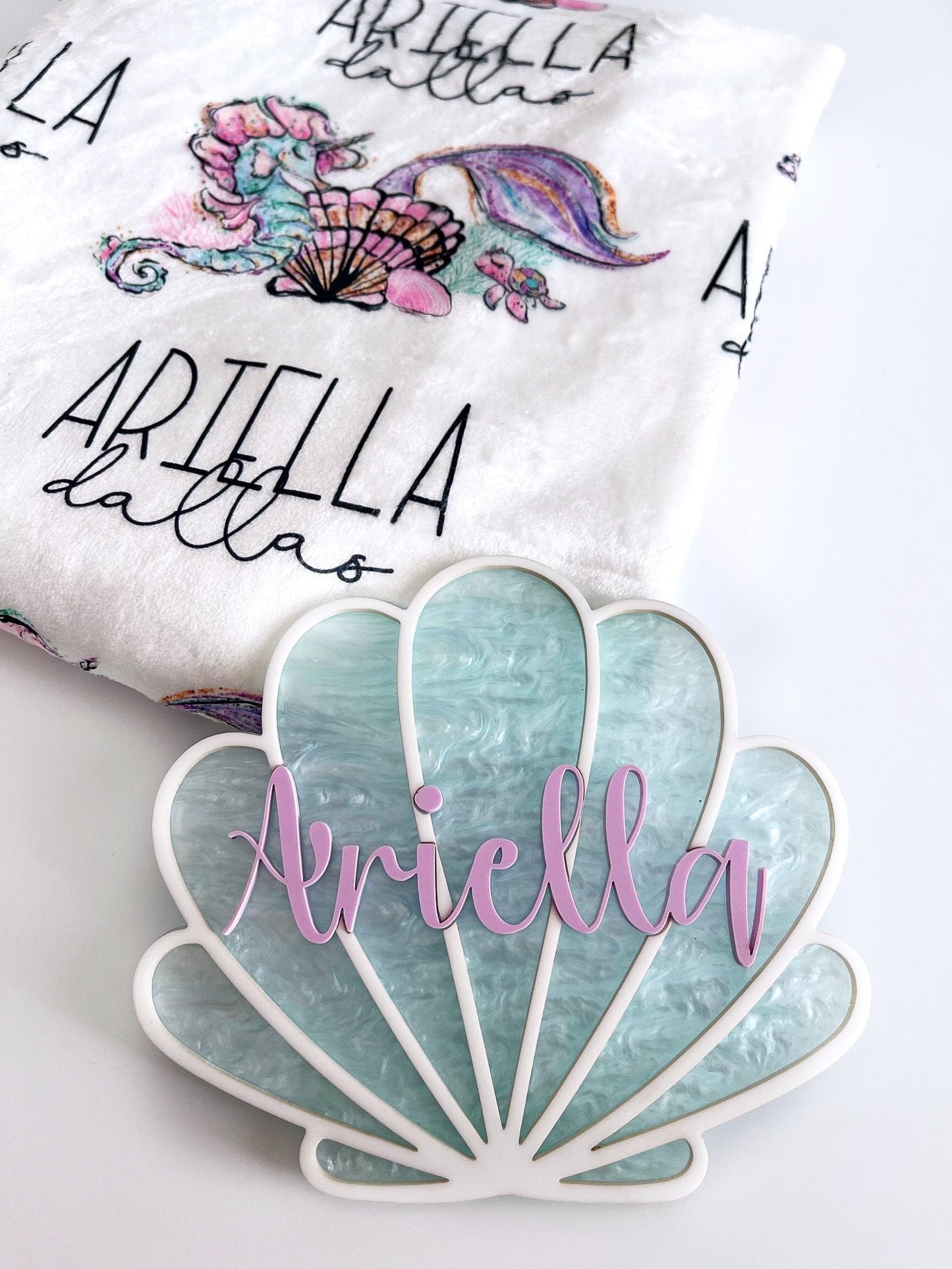 Mermaid Name Sign Shell Mermaid Nursery - Squishy Cheeks