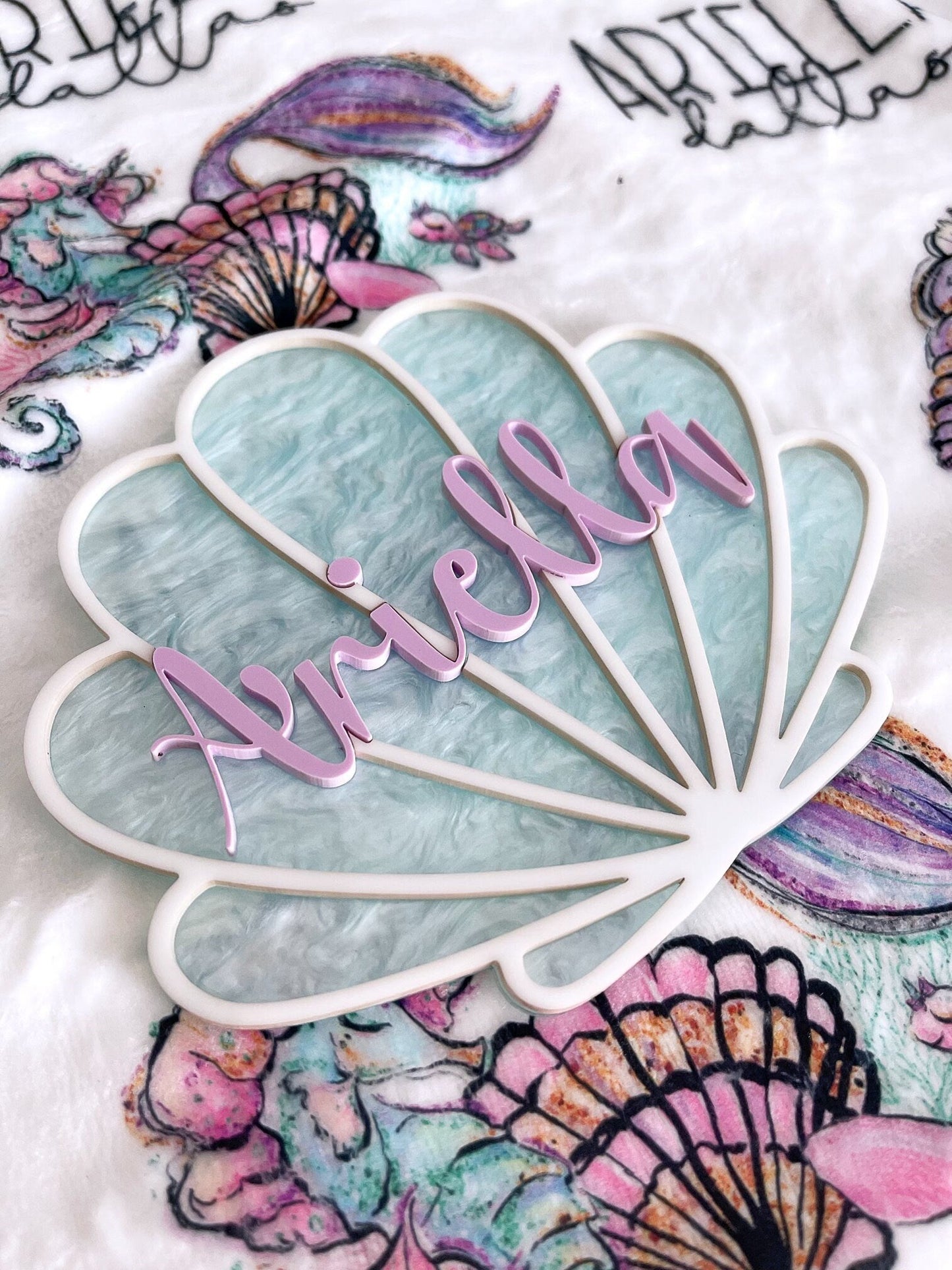 Mermaid Name Sign Shell Mermaid Nursery - Squishy Cheeks