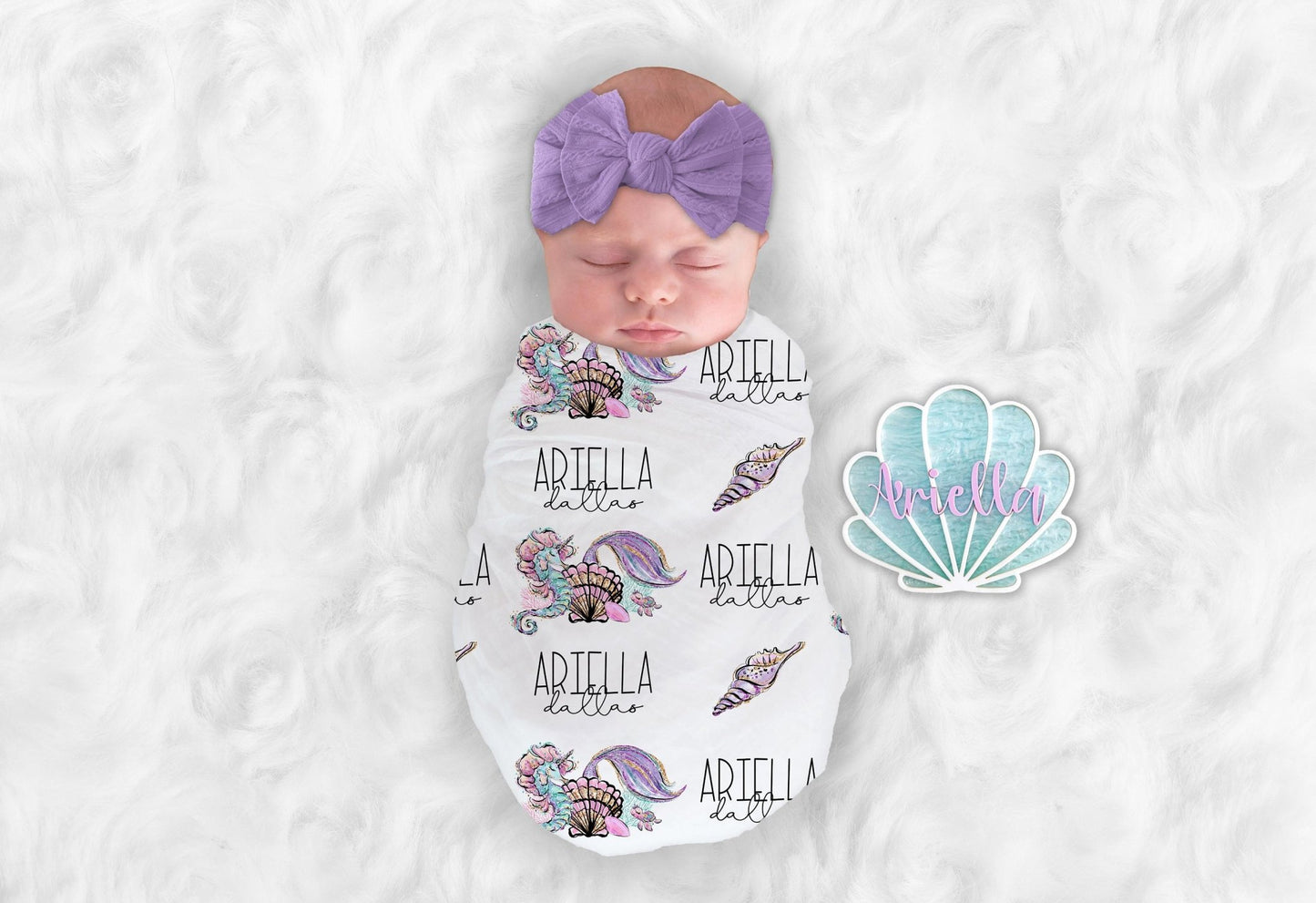Mermaid Name Sign Shell Mermaid Nursery - Squishy Cheeks