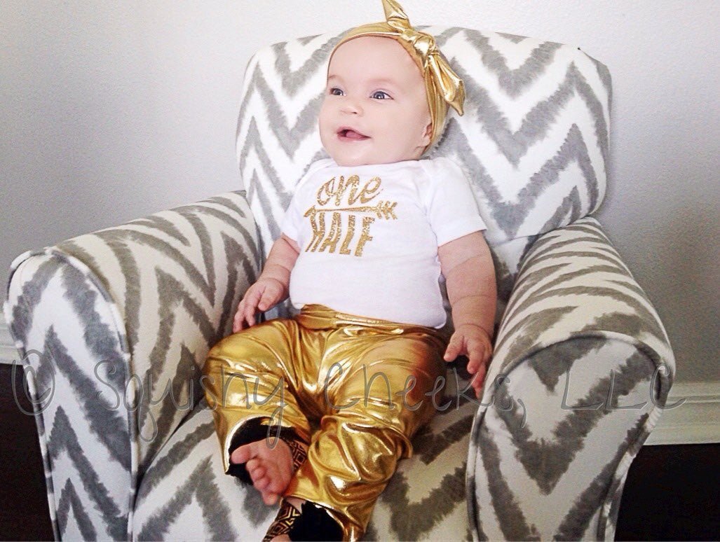 Metallic Gold Leggings - Squishy Cheeks