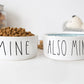 Mine & Also Mine White Ceramic Pet Food Bowl Set of 2 - Squishy Cheeks