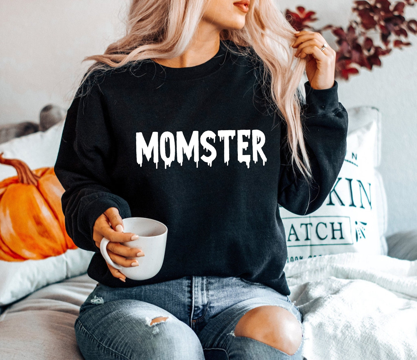 Momster and Mini Monster Sweatshirts Matching Mommy and Me Halloween Shirts Mother and Son Shirts - Squishy Cheeks