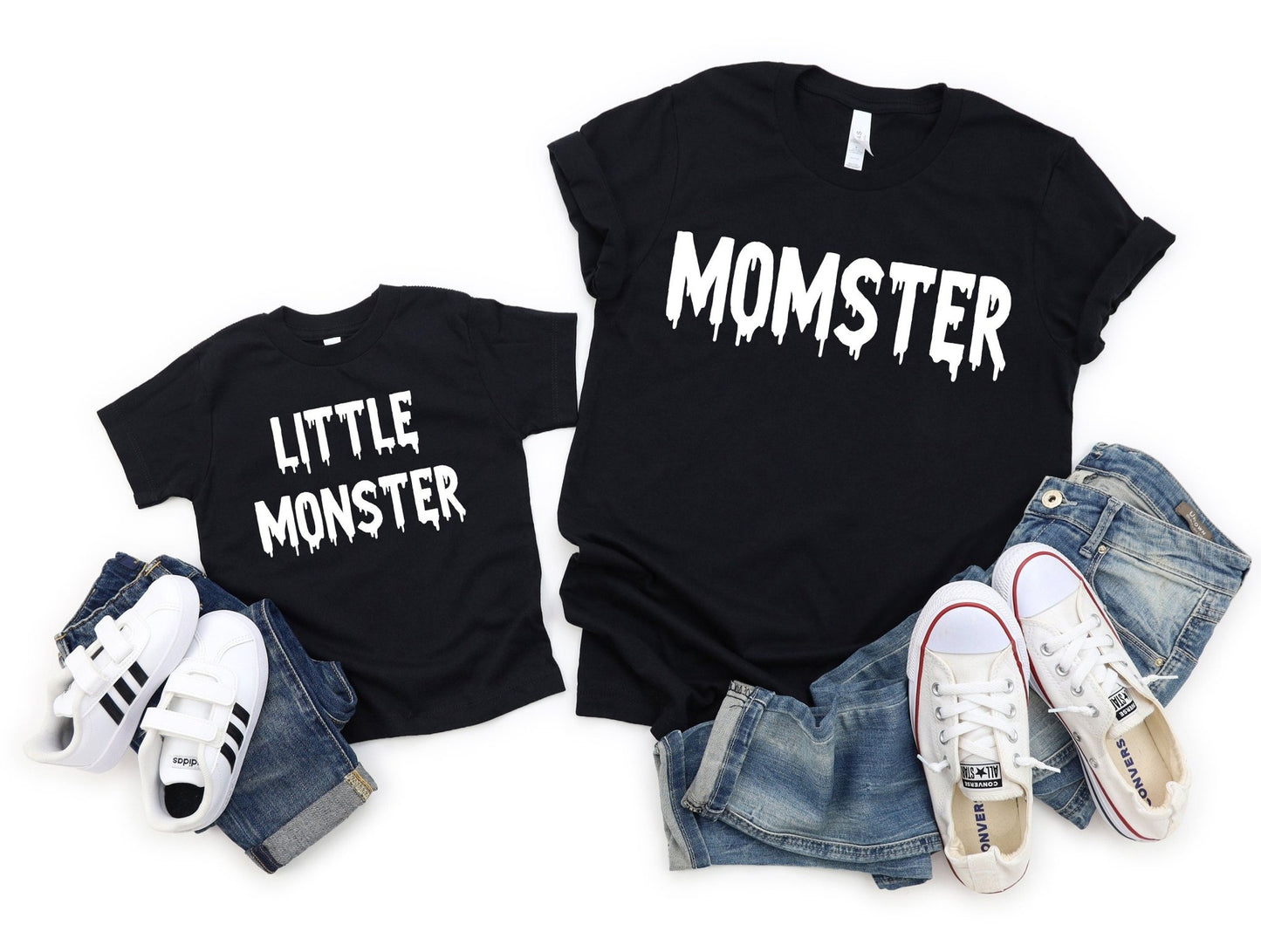 Momster and Mini Monster Sweatshirts Matching Mommy and Me Halloween Shirts Mother and Son Shirts - Squishy Cheeks