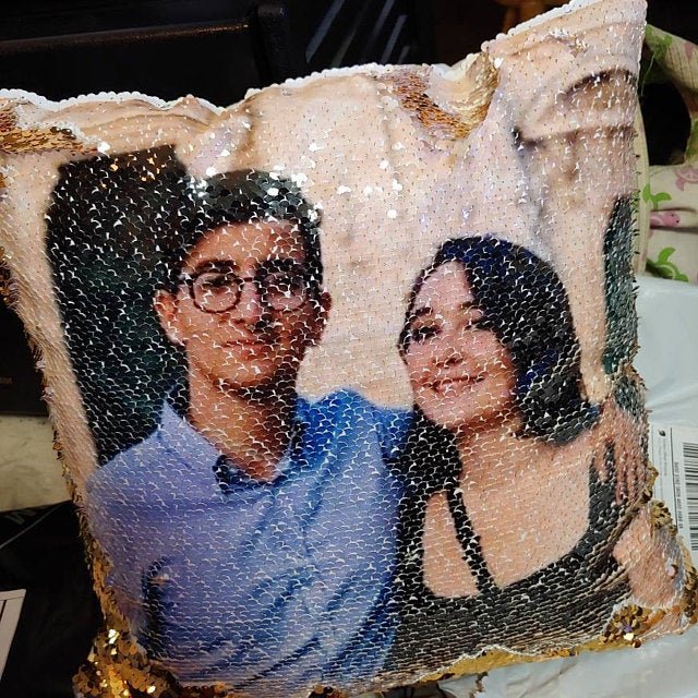 Mother's Day Personalized Photo Sequin Pillow - Squishy Cheeks