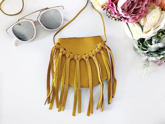 Mustard Fringe Purse - Squishy Cheeks