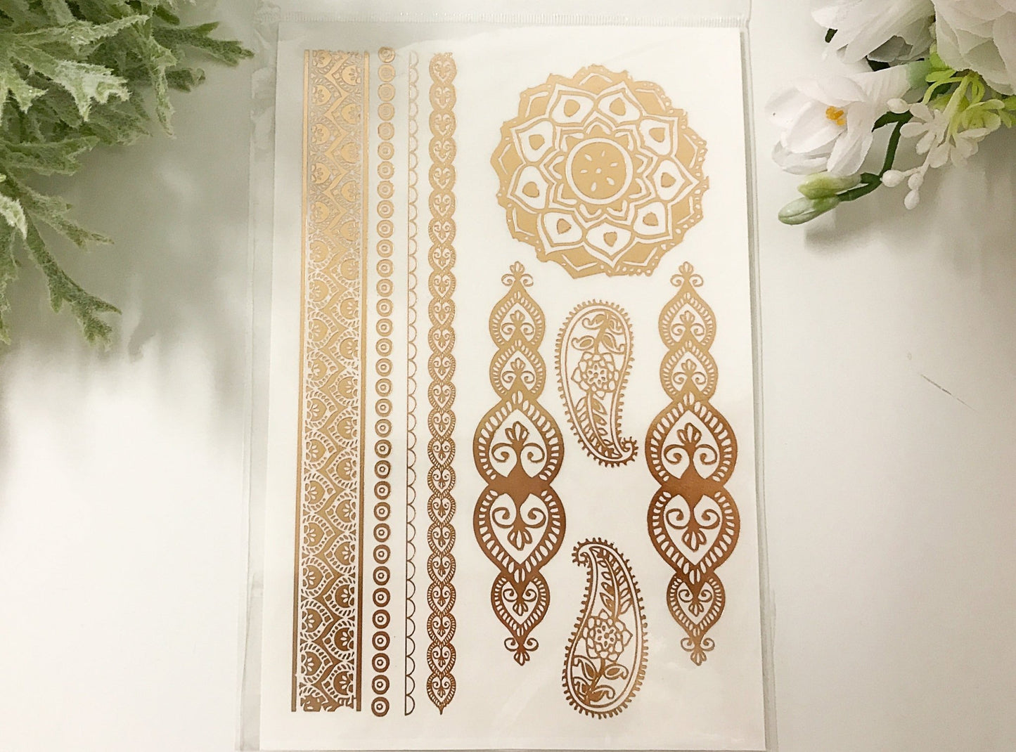MYSTERY Metallic Temporary Tribal Tattoo Sheets - Squishy Cheeks